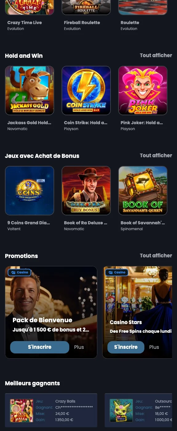 les jeux du casino Casino Night