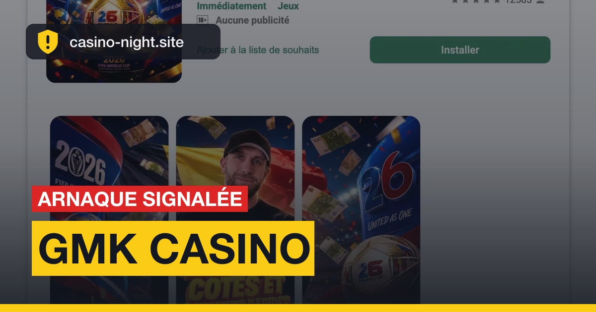 La fausse appli GMK Fortune sur une fausse page Play Store avec le visage de GMK.